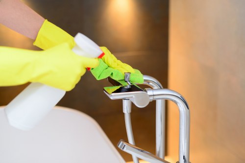End of tenancy cleaning team working in a central London W1G flat