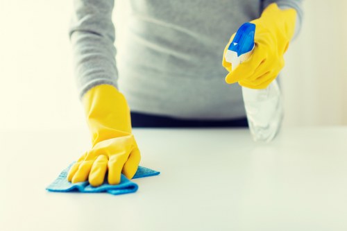 Local carpet cleaner treating stains and high-traffic areas